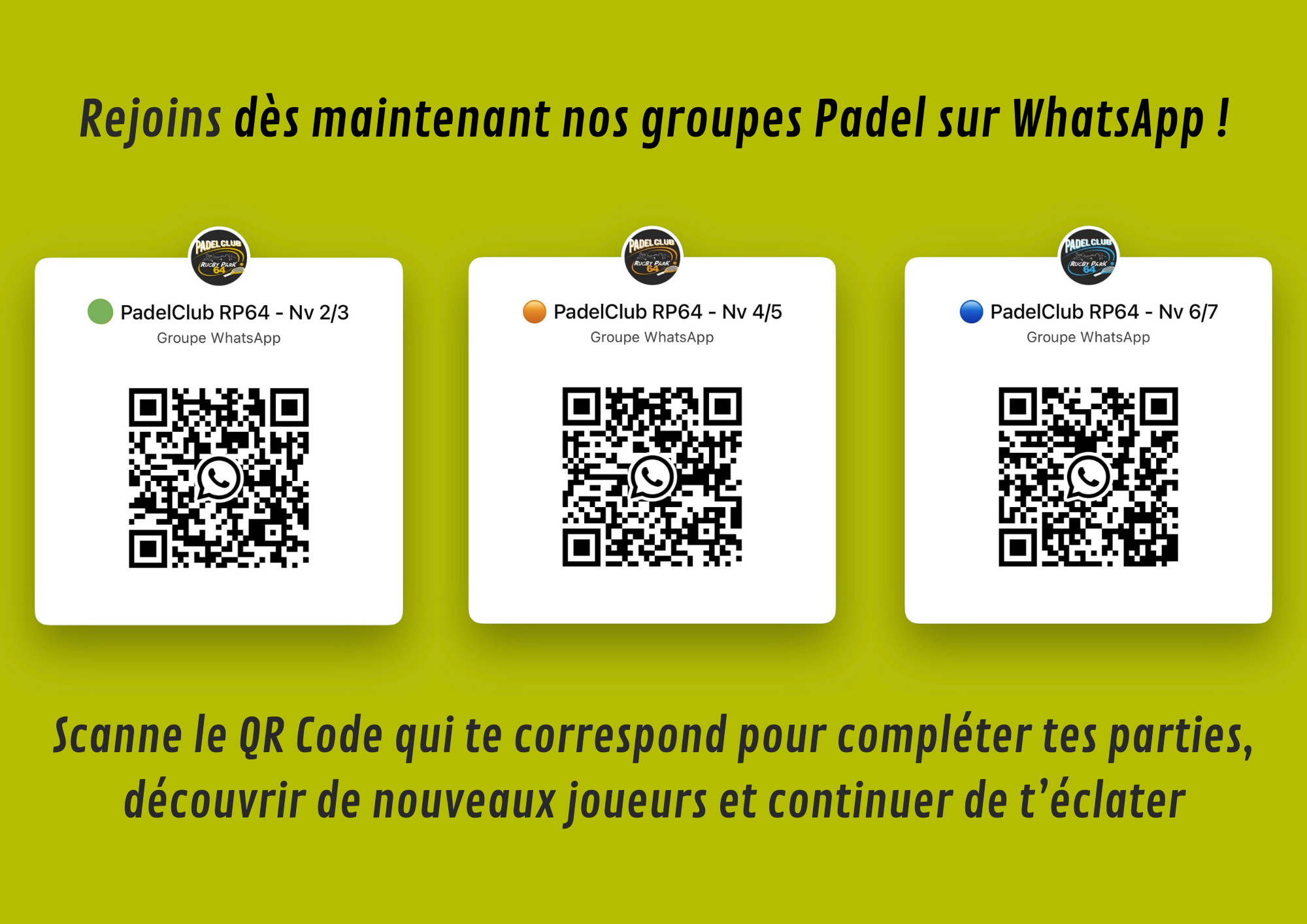 Nouveau au Rugby Park 64 ! Groupes WhatsApp Par Niveau ! Complétez vos parties, Complétez des parties...